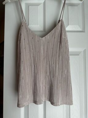 Express Blush Pleated Metallic-Accent Cami